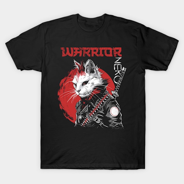 Feline Samurai Warrior: Fierce and Fearless T-Shirt by Skull Riffs & Zombie Threads